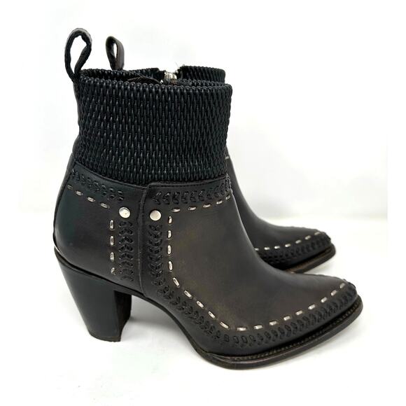 Cuadra Round Toe Ankle Boot Women Size 9 Botas Dark Brown Woven Leather Western - Picture 1 of 11